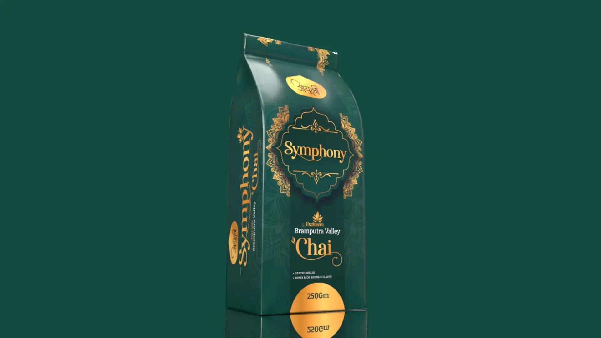 Dark Green Color Tea Packaging Design Indian Style