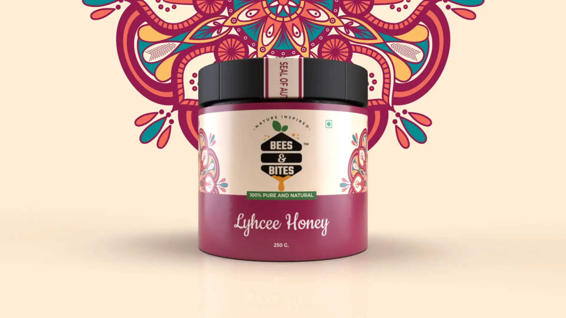 Mandala Print Indian Premium Honey Branding and Packaging Design