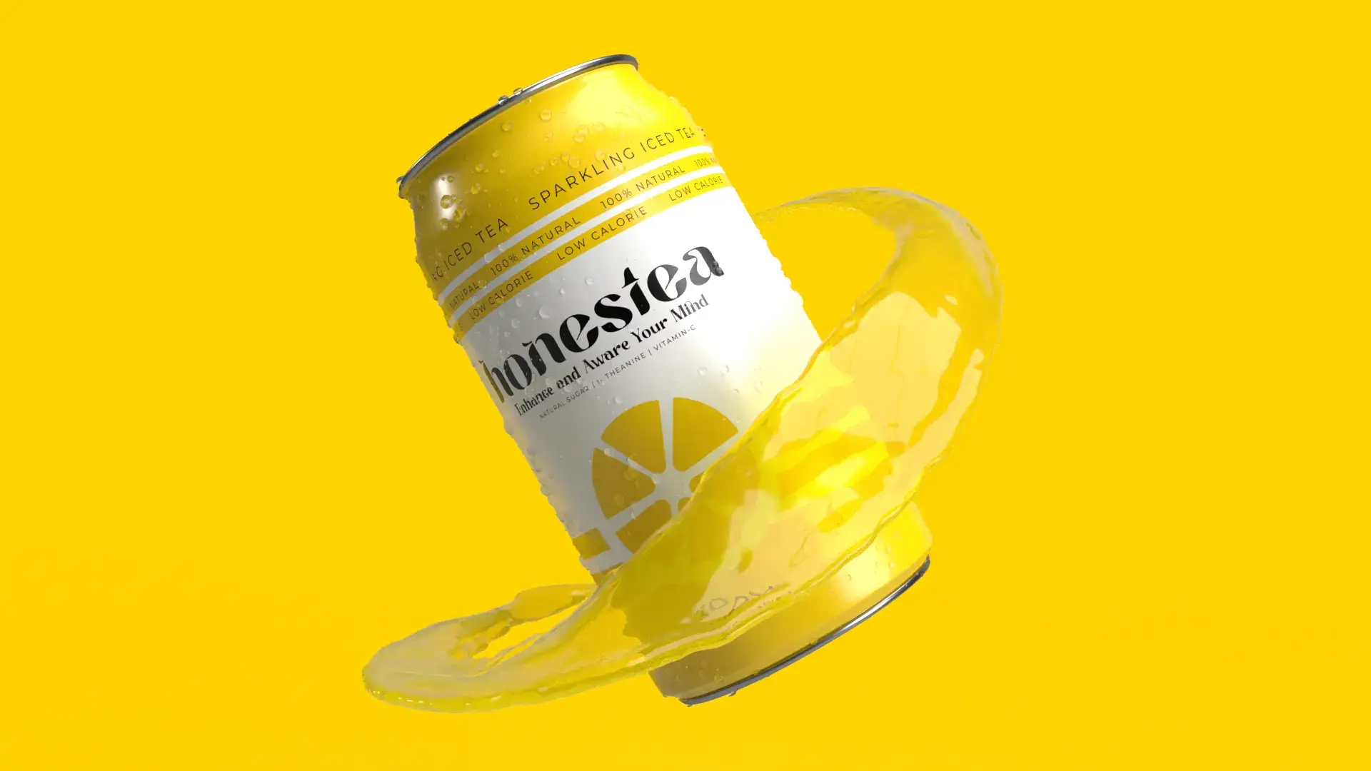 Ice Tea Can Floating 3d Packaging Design