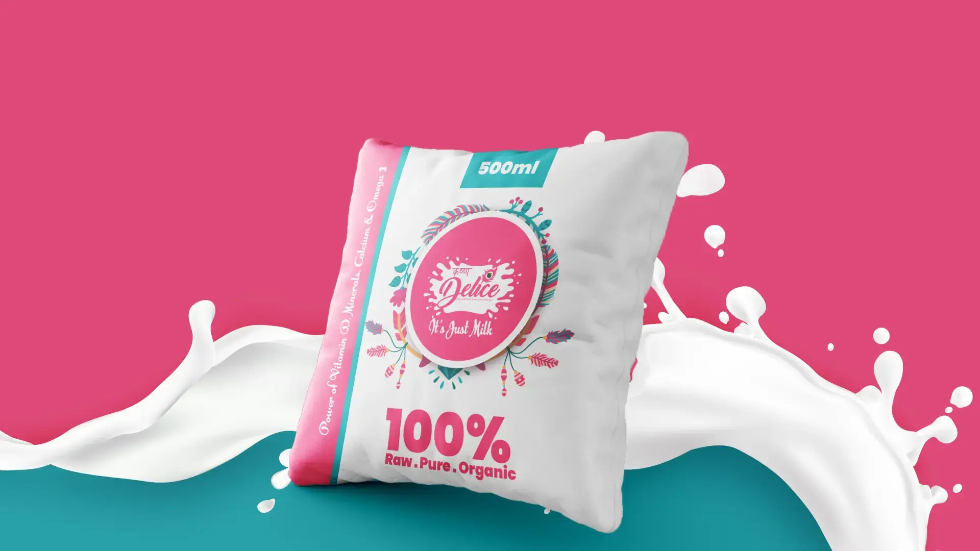 Milk Packaging Design Pink and Blue