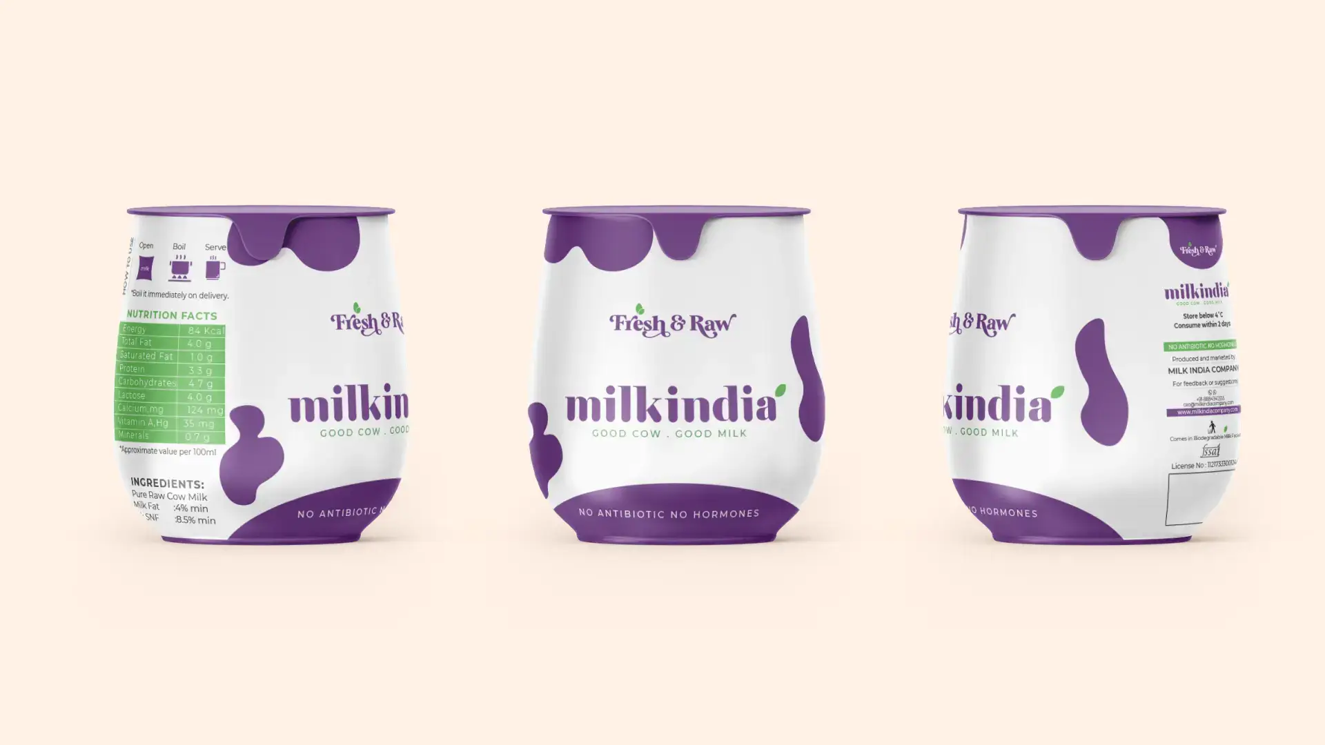 Premium Yogurt Packaging Design three bottle